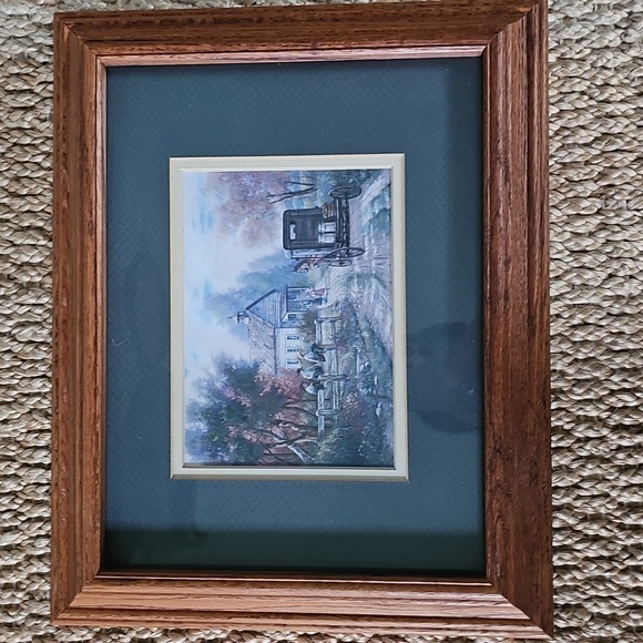 Home Interiors Rustic Picture Oak Frame of Amish Scene or Rural Setting Country - Picture 1 of 7